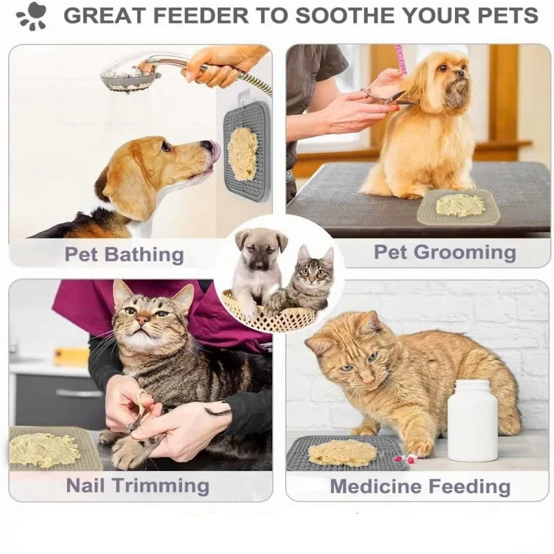 Silicone dog lick mat slow feeder treat mat for grooming and bath time