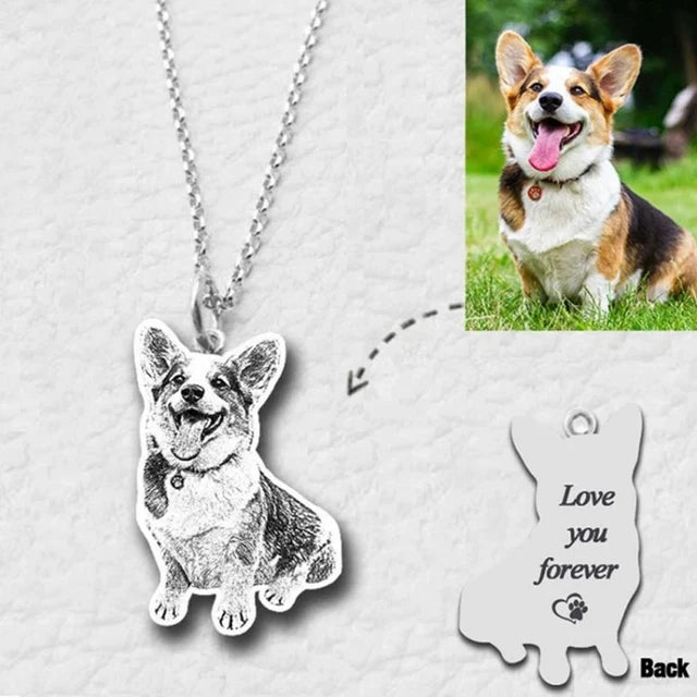 Custom pet photo keychain with engraving for dog and cat lovers