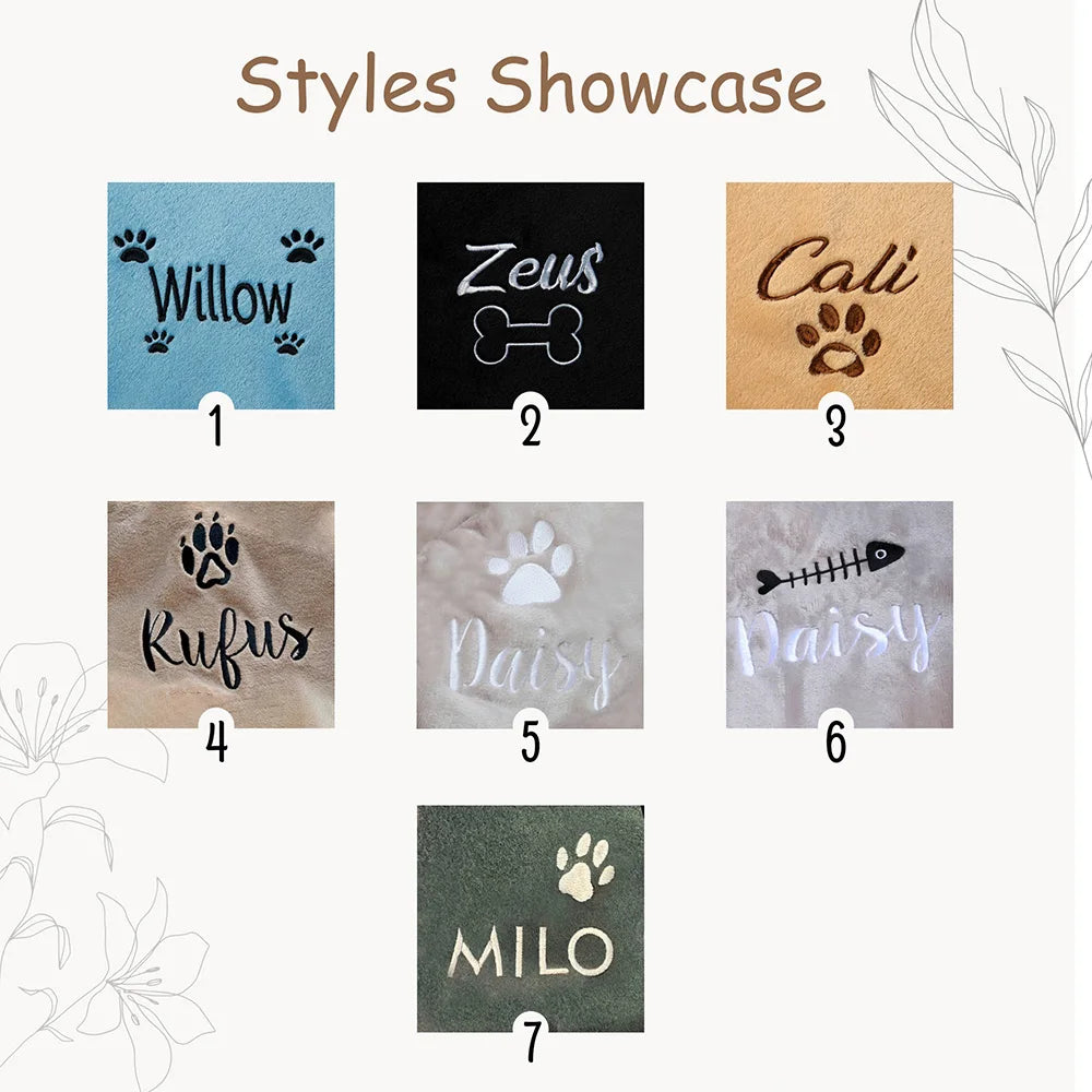 Personalized dog name blanket with paw print design custom pet gift