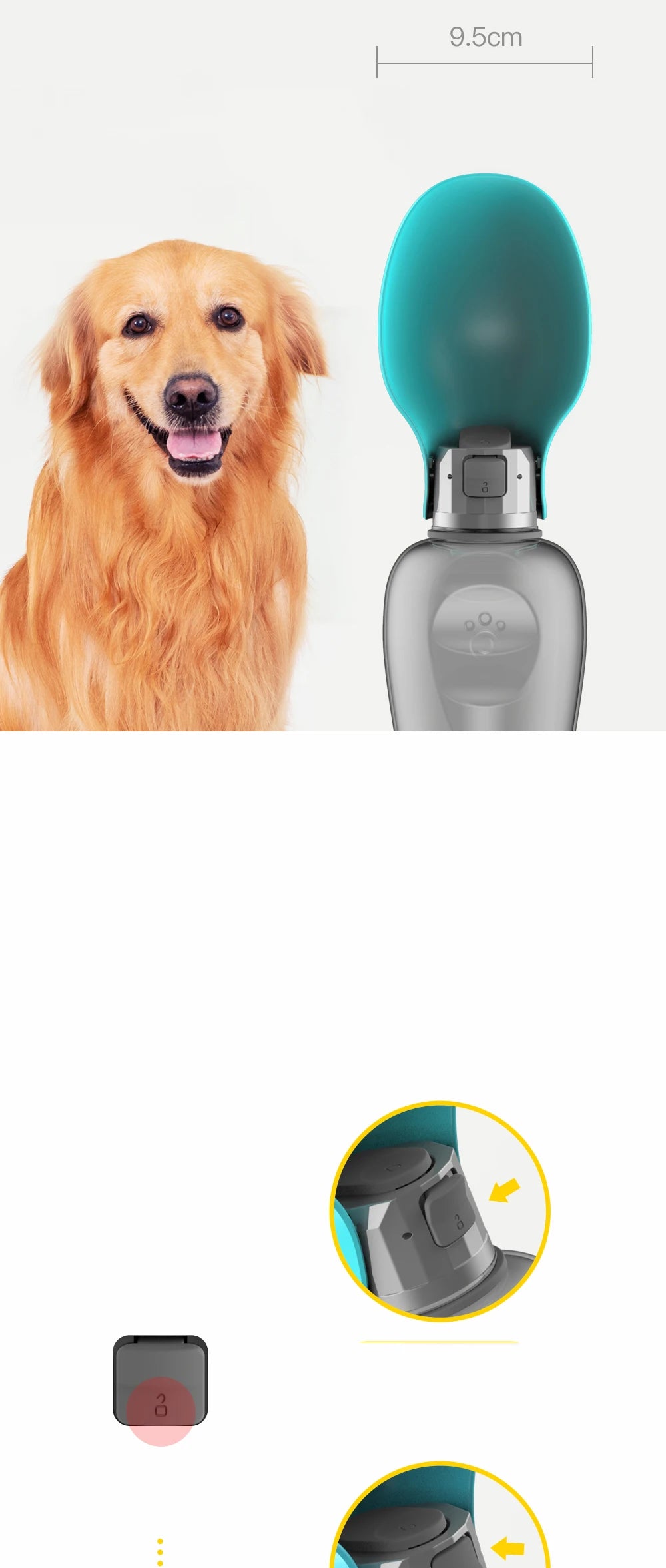 Portable dog travel water bottle 27 fl oz 800 ml with drinking dispenser
