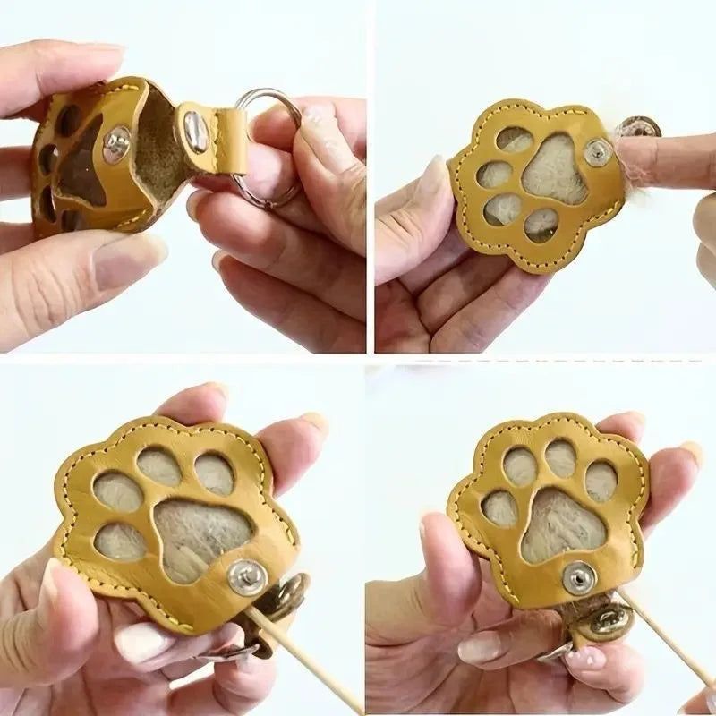 Pet fur keepsake keychain dog and cat paw print locket memorial gift