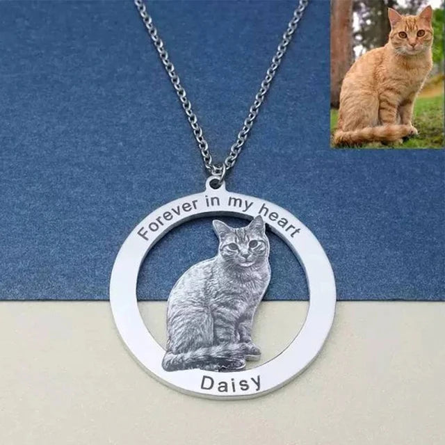 Custom pet photo keychain with engraving for dog and cat lovers