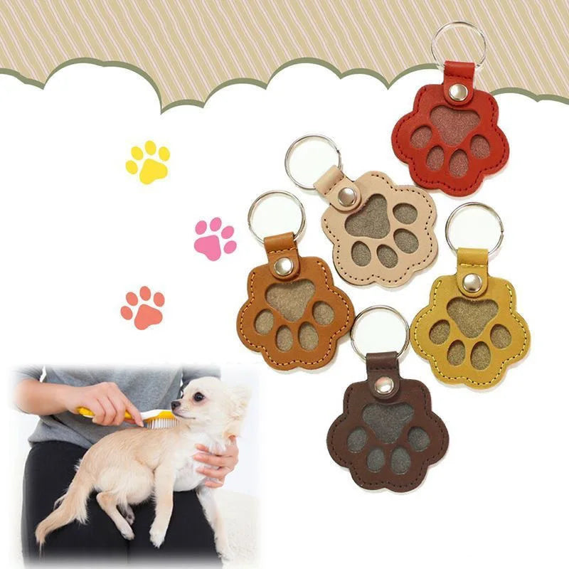 Pet fur keepsake keychain dog and cat paw print locket memorial gift