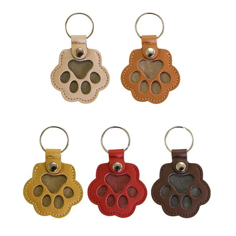 Pet fur keepsake keychain dog and cat paw print locket memorial gift