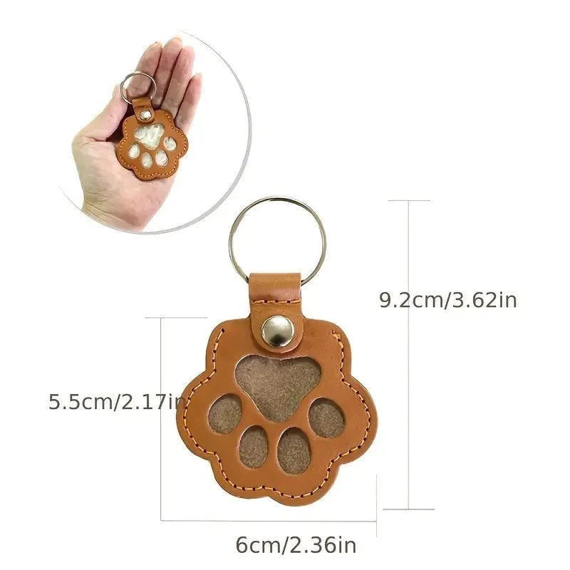 Pet fur keepsake keychain dog and cat paw print locket memorial gift
